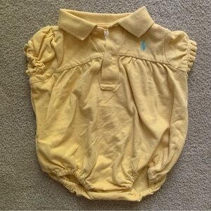 NFS.   Ralph Lauren baby girls yellow polo bubble onesie size 9 months